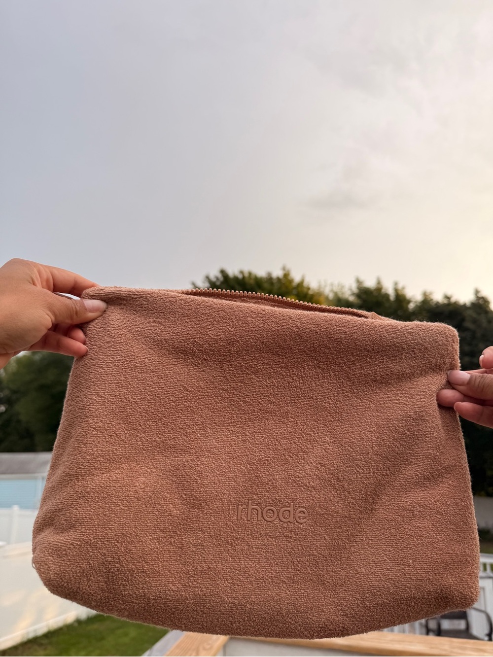 RHODE Dusty Rose Suede Zip Pouch